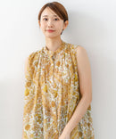 【C-FORT POINT/フォートポイント】さらっと軽やか インド綿 総柄ノースリーブワンピース リゾート Aライン フレア ナチュラル 軽やか 旅行 コットン100%