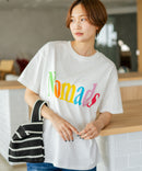 【C-FORT POINT/フォートポイント】カラフルロゴプリント ワイドシルエットTシャツ 韓国ファッション 部屋着 ワンマイル 春夏 ゆったり 綿100% ❘ジーンズメイト公式オンラインショップ