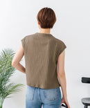 【C-FORT POINT/フォートポイント】華奢見え ワイドリブフレンチスリーブＴシャツ 二の腕カバー 伸縮性 細見え オフィス 通勤 きれいめ 大人カジュアル