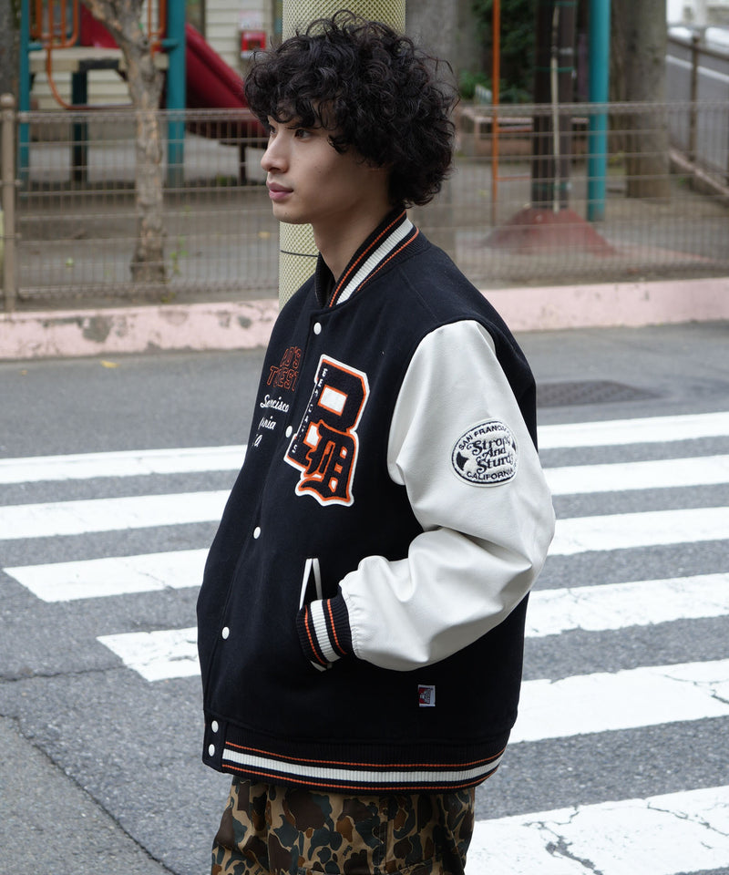 【BEN DAVIS/ベンデイビス】フェイクメルトンスタジャン アワードジャケット 中綿 防寒