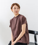 【C-FORTPOINT/フォートポイント】【上品なモックネックデザイン 接触冷感機能付き】 モックネックフレンチスリーブTシャツ プチハイネック ボトルネック ひんやり涼しい 華奢見え