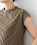 【C-FORT POINT/フォートポイント】華奢見え ワイドリブフレンチスリーブＴシャツ 二の腕カバー 伸縮性 細見え オフィス 通勤 きれいめ 大人カジュアル