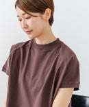 【C-FORTPOINT/フォートポイント】【上品なモックネックデザイン 接触冷感機能付き】 モックネックフレンチスリーブTシャツ プチハイネック ボトルネック ひんやり涼しい 華奢見え