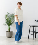 【C-FORT POINT/フォートポイント】【夏でも快適に履ける薄手4.5オンスデニム素材】ベイカーワイドパンツ デニムパンツ ゆったり 太め ウエストゴム 体型カバー