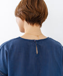 【C-FORTPOINT/フォートポイント】【通気性・吸水性に優れたスラブ素材】スラブ袖レースブラウス 綿100% クルーネック フレンチスリーブ 首元すっきり見え デイリーユース オフィス
