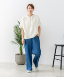 【C-FORT POINT/フォートポイント】【夏でも快適に履ける薄手4.5オンスデニム素材】ベイカーワイドパンツ デニムパンツ ゆったり 太め ウエストゴム 体型カバー