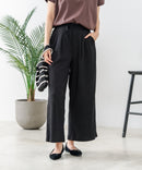 【C-FORTPOINT/フォートポイント】【ウエストゴム仕様でリラックス感抜群】カット楊柳素材 ワイドパンツ 通気性 涼感 イージーパンツ サマーパンツ ルームウェア リラクシー 体型カバー