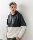 【BLUE STANDARD/ブルースタンダード】パフィースウェット バイカラー プルオーバーパーカー フーディー ストレッチ 春服