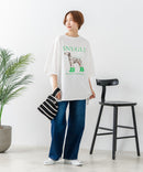 【C-FORT POINT/フォートポイント】ゆったり抜け感 DOGプリント スーパーBIGシルエットＴ ダルメシアンフォト 蛍光ロゴ オーバーサイズ ストリート 韓国ファッション ❘ジーンズメイト公式オンラインショップ