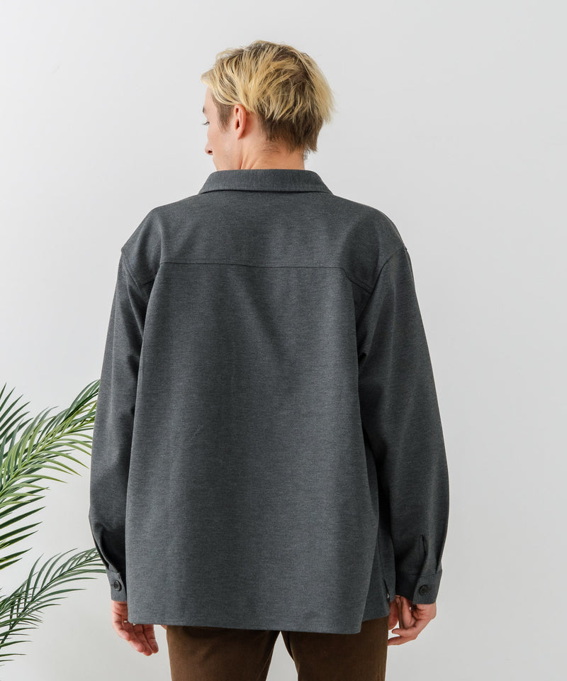 【BLUE STANDARD/ブルースタンダード】ストレッチニット ツイルシャツジャケット ウールタッチ