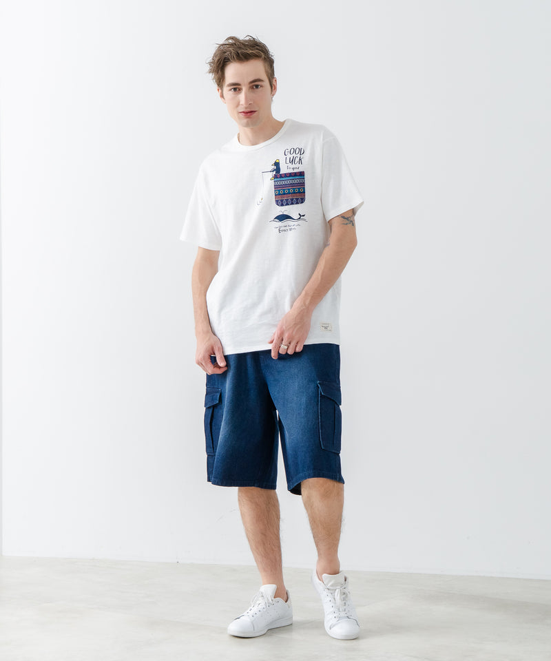 【Blue Standard/ブルースタンダード】スラブコットン アニマルプリント ポケット付Tシャツzo