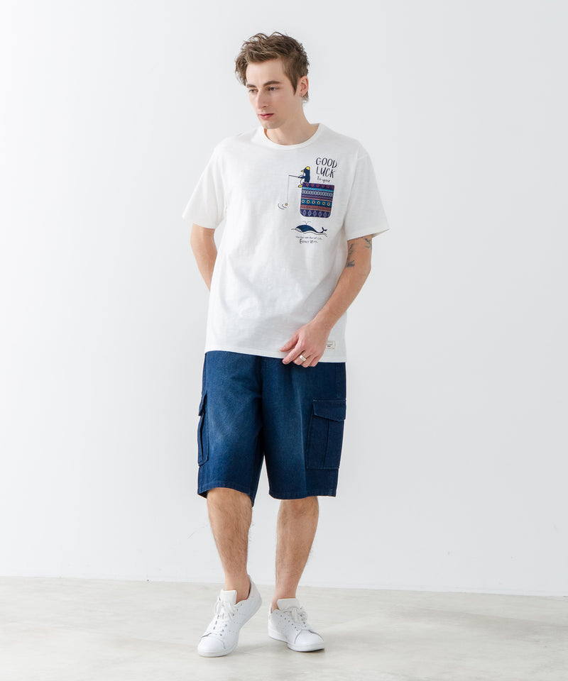 【Blue Standard/ブルースタンダード】スラブコットン アニマルプリント ポケット付Tシャツzo