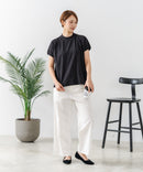 【C-FORTPOINT/フォートポイント】【上品なモックネックデザイン 接触冷感機能付き】 モックネックフレンチスリーブTシャツ プチハイネック ボトルネック ひんやり涼しい 華奢見え
