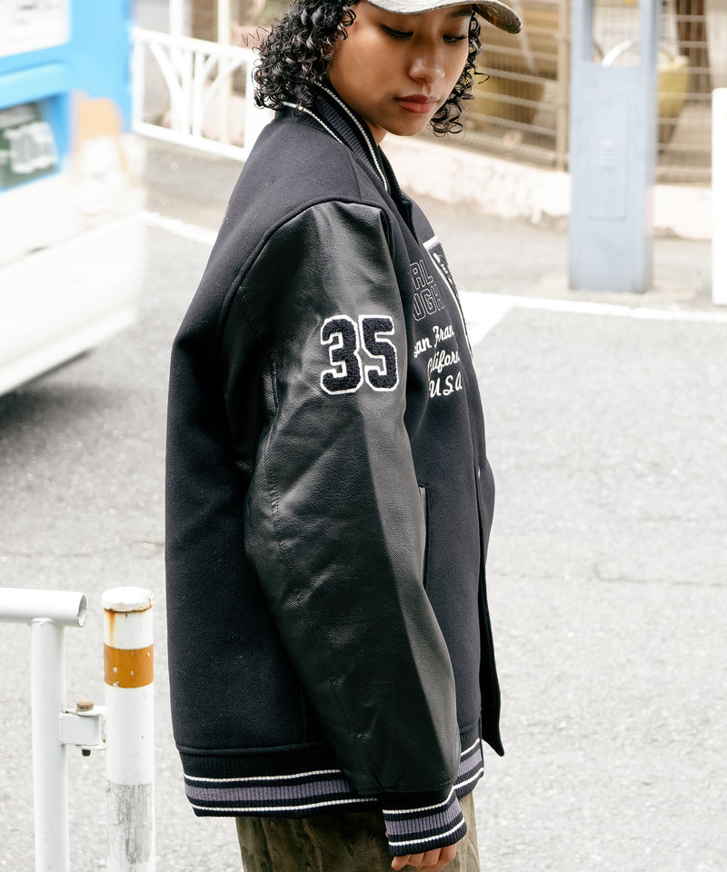 【BEN DAVIS/ベンデイビス】フェイクメルトンスタジャン アワードジャケット 中綿 防寒