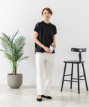 【C-FORTPOINT/フォートポイント】【上品なモックネックデザイン 接触冷感機能付き】 モックネックフレンチスリーブTシャツ プチハイネック ボトルネック ひんやり涼しい 華奢見え