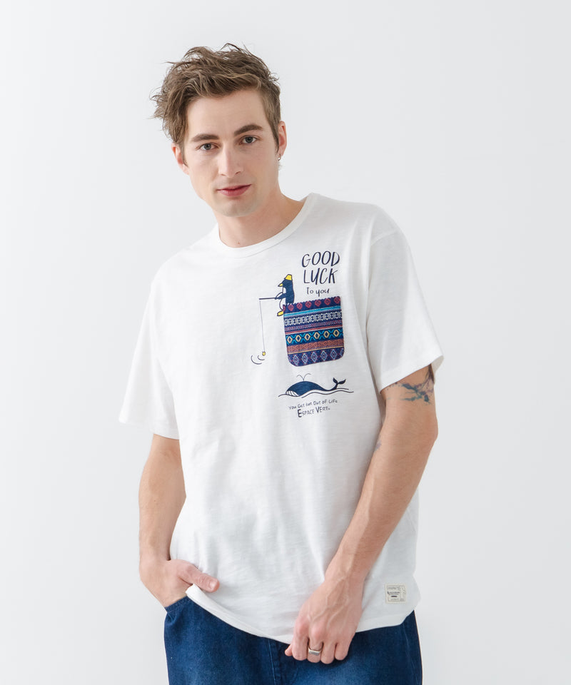 【Blue Standard/ブルースタンダード】スラブコットン アニマルプリント ポケット付Tシャツzo