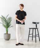 【C-FORTPOINT/フォートポイント】【上品なモックネックデザイン 接触冷感機能付き】 モックネックフレンチスリーブTシャツ プチハイネック ボトルネック ひんやり涼しい 華奢見え