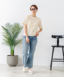 【C-FORTPOINT/フォートポイント】【細見え スタイルアップ効果】細ボーダー ジャガードリブTシャツ 着痩せ きれいめ オフィス 通勤 大人カジュアル フレンチシック