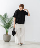 【C-FORTPOINT/フォートポイント】【ストレッチ性抜群の冷感素材を使用】後ろタック入り 5分袖Tシャツ 立体感 美シルエット ラウンドヘム 接触冷感 涼しい 体形カバー