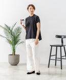 【C-FORTPOINT/フォートポイント】【上品なモックネックデザイン 接触冷感機能付き】 モックネックフレンチスリーブTシャツ プチハイネック ボトルネック ひんやり涼しい 華奢見え