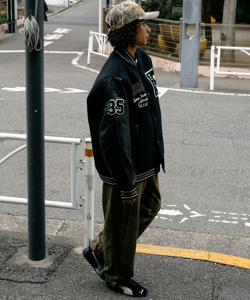 【BEN DAVIS/ベンデイビス】フェイクメルトンスタジャン アワードジャケット 中綿 防寒