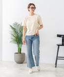 【C-FORTPOINT/フォートポイント】【細見え スタイルアップ効果】細ボーダー ジャガードリブTシャツ 着痩せ きれいめ オフィス 通勤 大人カジュアル フレンチシック