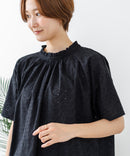 【C-FORTPOINT/フォートポイント】【涼やかな綿素材】総柄刺繍ブラウス コットン100% シャツ プルオーバー 涼しい 体型カバー ナチュラル ❘ジーンズメイト公式オンラインショップ
