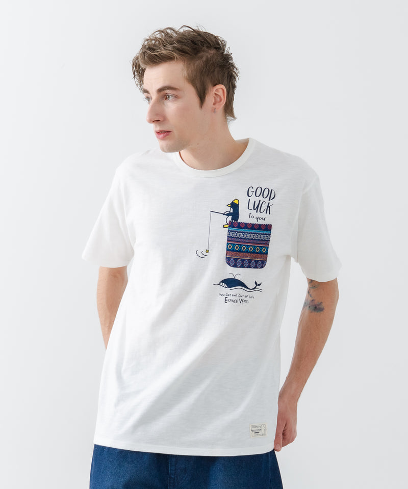 【Blue Standard/ブルースタンダード】スラブコットン アニマルプリント ポケット付Tシャツzo
