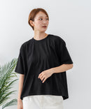 【C-FORTPOINT/フォートポイント】【ストレッチ性抜群の冷感素材を使用】後ろタック入り 5分袖Tシャツ 立体感 美シルエット ラウンドヘム 接触冷感 涼しい 体形カバー