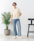 【C-FORTPOINT/フォートポイント】【細見え スタイルアップ効果】細ボーダー ジャガードリブTシャツ 着痩せ きれいめ オフィス 通勤 大人カジュアル フレンチシック