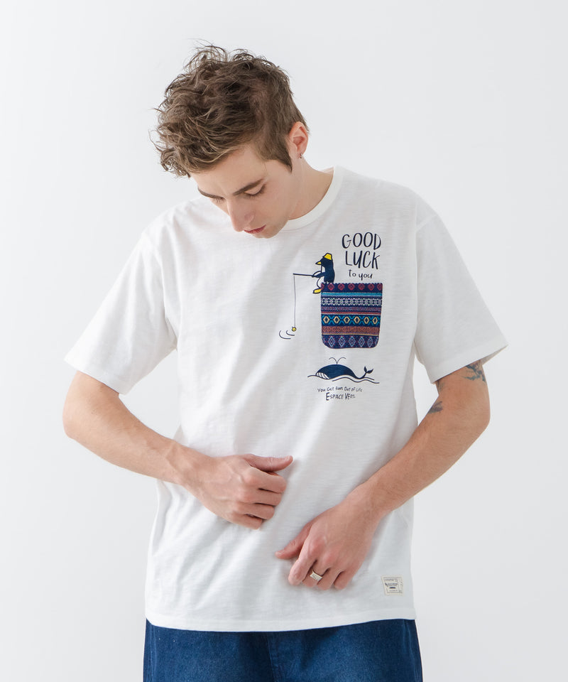 【Blue Standard/ブルースタンダード】スラブコットン アニマルプリント ポケット付Tシャツzo