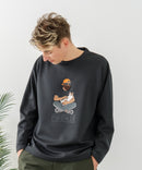 【BLUE STANDARD/ブルースタンダード】パフィースウェット 部分刺繍クルーネック トレーナー ストレッチ 春服 ❘ジーンズメイト公式オンラインショップ