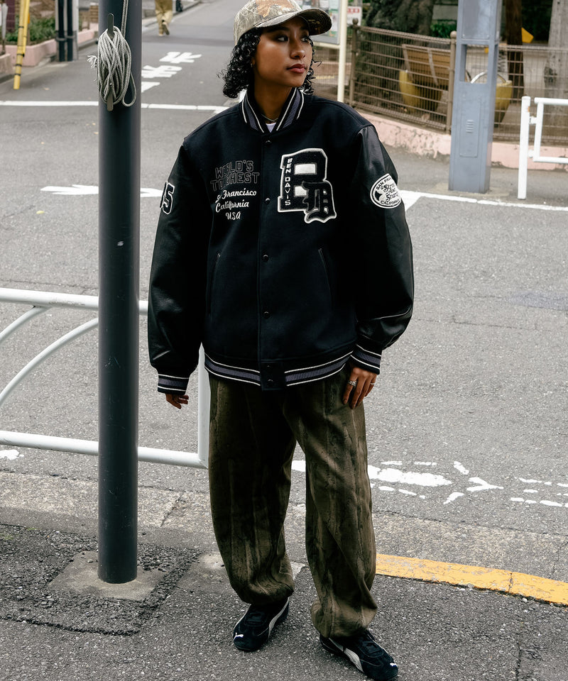 【BEN DAVIS/ベンデイビス】フェイクメルトンスタジャン アワードジャケット 中綿 防寒