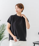 【C-FORTPOINT/フォートポイント】【上品なモックネックデザイン 接触冷感機能付き】 モックネックフレンチスリーブTシャツ プチハイネック ボトルネック ひんやり涼しい 華奢見え