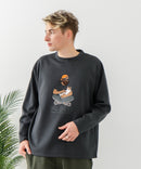 【BLUE STANDARD/ブルースタンダード】パフィースウェット 部分刺繍クルーネック トレーナー ストレッチ 春服 ❘ジーンズメイト公式オンラインショップ