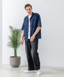 COOLMAXリネンミックス総柄シャツ【BLUE STANDARD/ブルースタンダード】