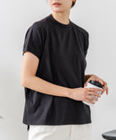 【C-FORTPOINT/フォートポイント】【上品なモックネックデザイン 接触冷感機能付き】 モックネックフレンチスリーブTシャツ プチハイネック ボトルネック ひんやり涼しい 華奢見え