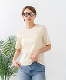 【C-FORTPOINT/フォートポイント】【細見え スタイルアップ効果】細ボーダー ジャガードリブTシャツ 着痩せ きれいめ オフィス 通勤 大人カジュアル フレンチシック