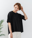 【C-FORTPOINT/フォートポイント】【ストレッチ性抜群の冷感素材を使用】後ろタック入り 5分袖Tシャツ 立体感 美シルエット ラウンドヘム 接触冷感 涼しい 体形カバー