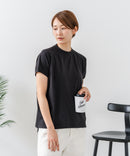 【C-FORTPOINT/フォートポイント】【上品なモックネックデザイン 接触冷感機能付き】 モックネックフレンチスリーブTシャツ プチハイネック ボトルネック ひんやり涼しい 華奢見え