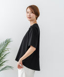 【C-FORTPOINT/フォートポイント】【ストレッチ性抜群の冷感素材を使用】後ろタック入り 5分袖Tシャツ 立体感 美シルエット ラウンドヘム 接触冷感 涼しい 体形カバー