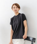 【C-FORTPOINT/フォートポイント】【上品なモックネックデザイン 接触冷感機能付き】 モックネックフレンチスリーブTシャツ プチハイネック ボトルネック ひんやり涼しい 華奢見え