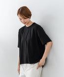 【C-FORTPOINT/フォートポイント】【ストレッチ性抜群の冷感素材を使用】後ろタック入り 5分袖Tシャツ 立体感 美シルエット ラウンドヘム 接触冷感 涼しい 体形カバー