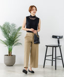 【C-FORTPOINT/フォートポイント】【上品なハイネックデザインが大人可愛い！】レース切り替えタンクトップ 首元カバー レイヤード 上品 華やか カジュアル フェミニン 通気性 ❘ジーンズメイト公式オンラインショップ