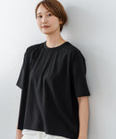 【C-FORTPOINT/フォートポイント】【ストレッチ性抜群の冷感素材を使用】後ろタック入り 5分袖Tシャツ 立体感 美シルエット ラウンドヘム 接触冷感 涼しい 体形カバー