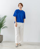 【C-FORTPOINT/フォートポイント】【ストレッチ性抜群の冷感素材を使用】後ろタック入り 5分袖Tシャツ 立体感 美シルエット ラウンドヘム 接触冷感 涼しい 体形カバー