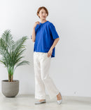 【C-FORTPOINT/フォートポイント】【ストレッチ性抜群の冷感素材を使用】後ろタック入り 5分袖Tシャツ 立体感 美シルエット ラウンドヘム 接触冷感 涼しい 体形カバー