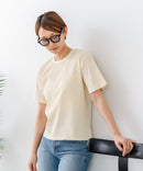 【C-FORTPOINT/フォートポイント】【細見え スタイルアップ効果】細ボーダー ジャガードリブTシャツ 着痩せ きれいめ オフィス 通勤 大人カジュアル フレンチシック
