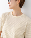 【C-FORTPOINT/フォートポイント】【細見え スタイルアップ効果】細ボーダー ジャガードリブTシャツ 着痩せ きれいめ オフィス 通勤 大人カジュアル フレンチシック