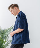 COOLMAXリネンミックス総柄シャツ【BLUE STANDARD/ブルースタンダード】